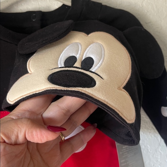 Disney Mickey Mouse Red and Black Bodysuit with Beanie/Hat - Picture 3 of 5